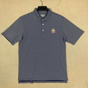 Straight‎ Down Golf Polo Shirt Mens M Blue Striped Embroidered Logo On Chest